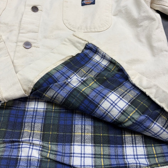 Dickies Men’s Vintage Canvas Work Jacket Cream Flannel Lined Size XL - Picture 4 of 8